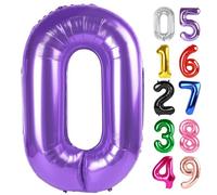 Palloncino viola numero 0 da 100 cm, 0 palloncini per 10°, 20°, 30°, 40°, 50°, 60° compleanno, forniture per feste viola