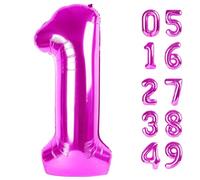 Palloncino viola rosato da 101 cm per il primo compleanno, 1° numero palloncini decorazioni di compleanno per ragazze, bambini, bambini, bambini, un palloncino gigante numero 1
