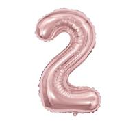 Palloncino Wooparty Numero 2 in Polietilene da 35 cm di altezza Colore Oro Rosa Metal Confezione da 1 pezzo, Gonfiabile ad aria, cannuccia inclusa