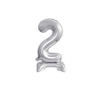 Pallone cifra - Amscan - Numero 2 - 38 cm - Alluminio - Argentato