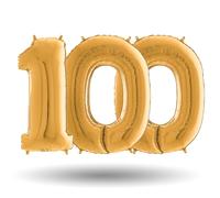 Pallone compleanno numero 100 anni Oro 101cm palloncini gonfiabile aria, ELIO