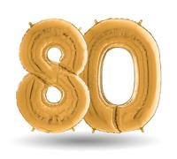 Pallone compleanno numero 80 anni Oro 101cm palloncini gonfiabile aria, ELIO