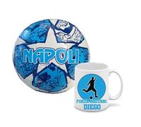 Pallone con i colori del Napoli calcio e scritta Forza Azzurri + una tazza bianca in ceramica con stampa dei colori della tua squadra del cuore partenopeo tifoso regalo