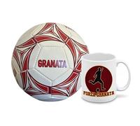 Pallone con i colori della Salernitana calcio e scritta Granata + una tazza bianca personalizzabile con nome in ceramica con stampa dei colori della squadra del cuore tifoso