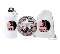 Pallone con i colori Rosanero del Palermo + una borraccia bianca in alluminio e sacca in nylon in ceramica con stampa dei colori della tua squadra del cuore tifoso regalo