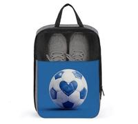 Pallone da calcio blu e bianco con borsa per scarpe a forma di cuore, per viaggi e uso quotidiano, anti-polvere, custodia per scarpe da golf