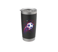 Pallone da calcio dinamico, frammenti frantumati, stelle e coriandoli Bicchiere termico in acciaio inox doppia parete