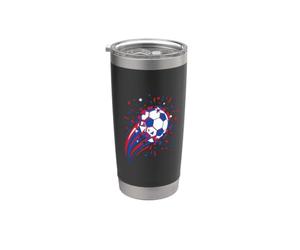 Pallone da calcio dinamico, frammenti frantumati, stelle e coriandoli Bicchiere termico in acciaio inox doppia parete