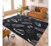 Pallone Da Calcio Dipinto A Mano Confortevole il Raffinato Tappeto di Flanella 60x90 cm Ipoallergenico Lavabile in lavatrice Nero Tappeto Utilizzo TPR Antiscivolo Supporto