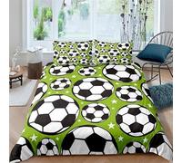 Pallone da Calcio Dipinto Set Copripiumino una Piazza e Mezza 200x200 Stampa 3D Biancheria da Letto Stile Sportivo Microfibra Copripiumino a Tre Pezzi con Cerniera + 2 Federe 50x80 cm k.5856