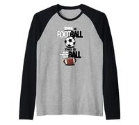 Pallone da Calcio Divertente con Scritta This Is Football This Is Run Maglia con Maniche Raglan