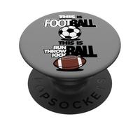 Pallone da calcio divertente con scritta "This Is Football This Is Run" PopSockets PopGrip Adesivo