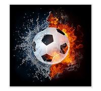 Pallone da calcio in battaglia con gli elementi Poster 100 x 100 cm Quadri Decorazione per pareti