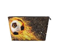 Pallone da calcio in fiamme di fuoco ardente, Borsa da toilette Borsa per trucco Borsa per cosmetici Borsa da toilette da viaggio portatile
