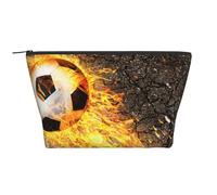 Pallone da calcio in fiamme di fuoco ardente, Borsa da toilette Borsa per trucco Borsa per cosmetici Borsa da toilette da viaggio portatile