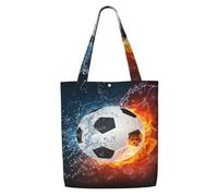Pallone da calcio in fiamme e acqua,Borse della spesa riutilizzabili, borse per la spesa, borsa a tracolla in tela di grande capacità