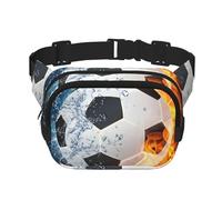 Pallone da calcio in fiamme e acqua, Marsupio quadrato a doppio strato, borsa da viaggio, marsupio casual