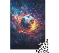 Pallone da Calcio in Fiamme Puzzle 1000 Pezzi per Adulti Spazio Universo Gioco di Puzzle 1000 Pezzi Decorazione Soggiorno 38x26cm/1000pcs