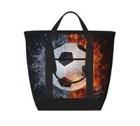 Pallone da calcio in fiamme sull'acqua,Borsa porta pranzo grande capacità isolata per donne e uomini, lavoro, picnic, viaggi