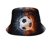 Pallone da Calcio in Fiamme sull'acqua Cappello da Uomo a Secchiello, Cappello da Esterno Casual con Protezione UV e Protezione Solare