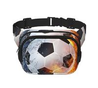 Pallone da calcio in fiamme sull'acqua, Marsupio quadrato a doppio strato, borsa da viaggio, marsupio casual