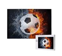 Pallone da calcio in fiamme sull'acqua,Puzzle in legno da 1000 pezzi per famiglie, puzzle per adulti e adolescenti