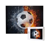 Pallone da calcio in fiamme sull'acqua,Puzzle in legno da 500 pezzi, gioco di famiglia, puzzle per adulti e adolescenti, decorazioni per la casa