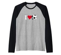 Pallone da Calcio io Gioco Amore Palla Prato cancello Coppa del Mondo Maglia con Maniche Raglan