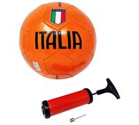 Pallone da Calcio Italia da Allenamento o Partita Colore Arancione con Scudetto Tricolore Misura 5 con Pompa Portatile