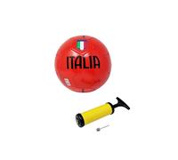 Pallone da Calcio Italia da Allenamento o Partita Colore Rosso Scudetto Tricolore Misura 5 con Pompa Portatile