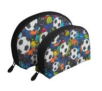 Pallone da calcio sportivo atletico, Borsa per trucco a conchiglia Portamonete da donna Borsa da toilette piccola Borsa per cosmetici 2 pezzi