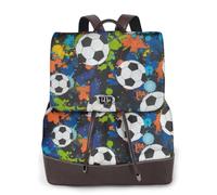 Pallone da calcio sportivo atletico,Zaino da donna, impermeabile, leggero, in pelle PU, alla moda, da viaggio