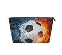 Pallone da calcio su fuoco e acqua, Borsa da toilette Borsa per trucco Borsa per cosmetici Borsa da toilette da viaggio portatile
