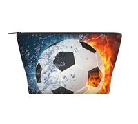 Pallone da calcio su fuoco e acqua, Borsa da toilette Borsa per trucco Borsa per cosmetici Borsa da toilette da viaggio portatile