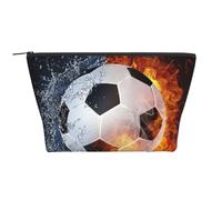 Pallone da calcio sull'acqua del fuoco, Borsa da toilette Borsa per trucco Borsa per cosmetici Borsa da toilette da viaggio portatile