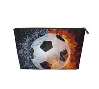 Pallone da calcio sull'acqua del fuoco, Borsa per il trucco Borsa per cosmetici Borsa da toilette da viaggio portatile Borsa da toilette