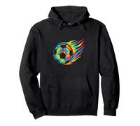 Pallone Da Calcio Tie Dye Arcobaleno Con Fiamme Colorate Felpa con Cappuccio