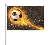 Pallone da calcio tra le fiamme del fuoco ardente,Bandiera da giardino, bandiera decorativa da cortile, bandiera bifacciale, 2x3 piedi, per esterni e interni