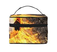 Pallone da calcio tra le fiamme del fuoco ardenteBorsa per il trucco, borsa cosmetica portatile per donna - Organizer da viaggio per cosmetici, regalo per momenti speciali