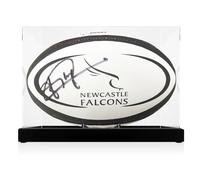 Pallone da rugby dei Newcastle Falcons autografato da Jonny Wilkinson In vetrina