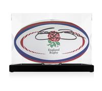 Pallone da rugby dell'Inghilterra autografato da Jason Robinson. In vetrina