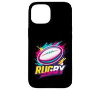 Pallone da rugby Splash Colorful Sport Game Graphic Design Logo Custodia per iPhone 15