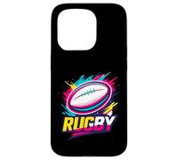 Pallone da rugby Splash Colorful Sport Game Graphic Design Logo Custodia per iPhone 15 Pro