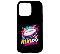 Pallone da rugby Splash Colorful Sport Game Graphic Design Logo Custodia per iPhone 15 Pro Max