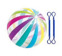 Pallone da spiaggia a strisce colorate da 1 pezzo e corda a molla gonfiabile da 2 pezzi, pallone da spiaggia gonfiabile, forniture per piscina