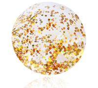 Pallone da Spiaggia Gonfiabile, 20 IN Palloni Da Spiaggia Gonfiabili Glitterati, Palla Ggonfiabile Bambini, Paillettes Palloni Gonfiabili, per Sport All'aria Aperta, Giochi D'acqua (oro)