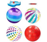 Pallone Da Spiaggia Gonfiabile 4 Giocattoli Estivi Divertenti con Pompa ad