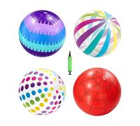 Pallone Da Spiaggia Gonfiabile,4 Pezzi Divertenti Regali Per Feste Estivi Con Pompa D'Aria | Pallone gonfiabile da spiaggia - per Giardino Festa di Compleanno Estate Attività all'Aperto Acquatico