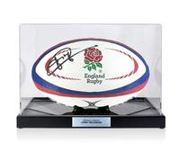 Pallone dell'Inghilterra autografato da Jonny Wilkinson. Vetrina con targa