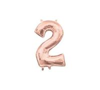 Anagram INTERNATIONAL Mini Foil Balloon, 16", Rosegold Pallone 40 cm Numero 2 Rose Gold, Oro, 7A3748711